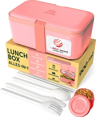 Immagine prodotto di Contenitore per il pranzo Umami Bento impilabile da 900 ml, tutto in uno, contenitore per bento per adulti, contenitore per la preparazione dei pasti per uomini