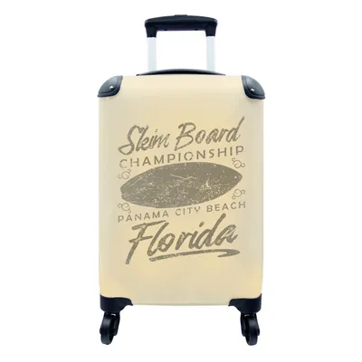 Produktbild von MuchoWow® Koffer Handgepäck Trolley Rollkoffer Kleine Reisekoffer mit 4 Rollen - Surfbrett - Briefe - Retro - Cabin Size < 55x40x23 cm & 55x40x20 cm - Fotokoffer - Kabinenkoffer - Boardgepäck - Reise-Box - Reisekoffer - Reisegepäck - Koffer mit Bild - Trolley für Kinder