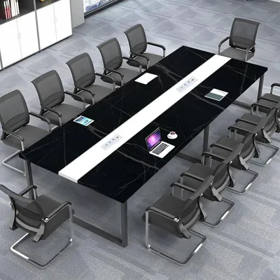 Obrázok produktu pre Konferenčný stôl s káblovaním, rozmer 360x100x74 cm, moderný dizajn, vhodný do kancelárie a konferenčnej miestnosti