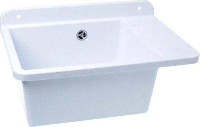 Produktbild von Aqbau® Ausgussbecken 505mm Waschbecken Spülbecken Granit Weiß