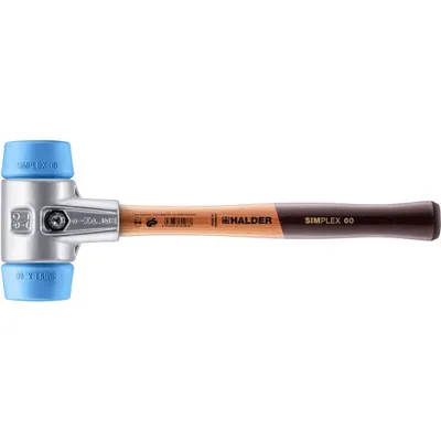 Produktbild von HALDER SIMPLEX Schonhammer Ø 60 mm TPE-soft blau mit Aluminiumgehäuse