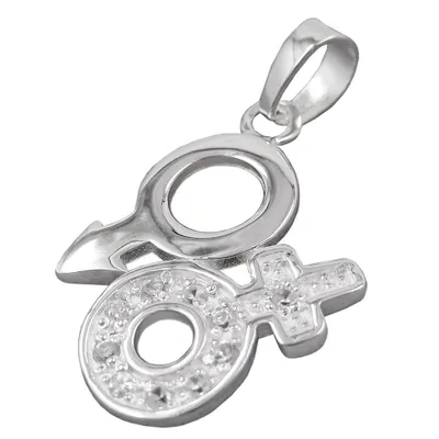 Produktbild von Anhänger 23mm Venus/Mars-Symbol mit Zirkonias glänzend Silber 925 silber 23mm