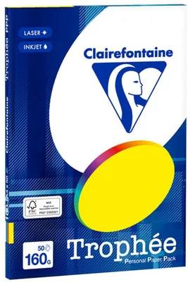 Produktbild von Clairefontaine PPP Papier, DIN A4, 21x29,7 cm, 160 g/m², Farbe: Sonnengelb, 50 Blatt