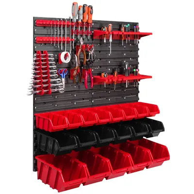 Obrázok produktu pre 19 Stohovacie boxy Držiaky na náradie Nástenné regály Dielenské regály na náradie Stena 78x78cm Držiaky na náradie Úložný systém Hromadné regály Vizuálne úložné boxy Extra silné nástenné panely Regály Rozšíriteľný dielenský regálový sklad Re