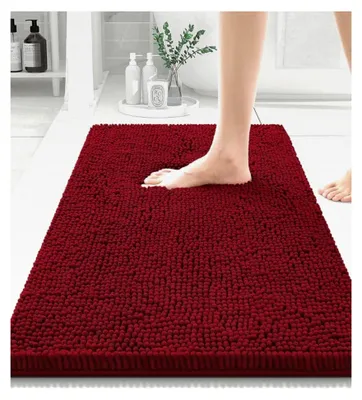Produktbild von Badteppich „Noodles“ | Badematten & Badteppiche, rutschfeste Badematte, waschbarer Badezimmerteppich, weicher Badvorleger, saugfähige Duschvorleger für Badezimmer | 80×50 cm (Rot)