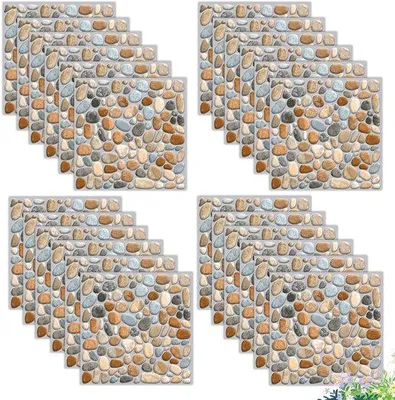 Produktbild von Selbstklebende Wandplatten - 24 Stück - 20x20 cm - Wandsticker & Badezimmersticker - Küche & Badezimmer - Selbstklebend - Wasserfest