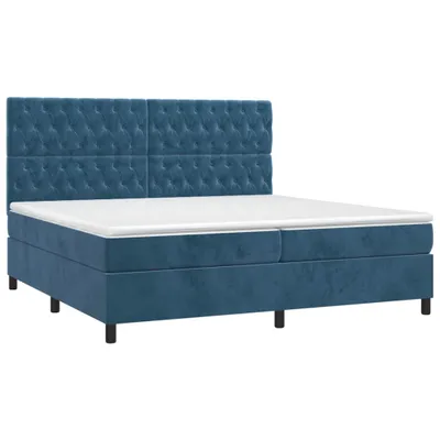 Produktbild von Boxspringbett mit Matratze Dunkelblau 200x200 cm Samt