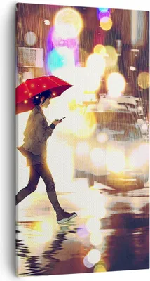 Produktbild von Bild auf Leinwand - Leinwandbild - Stadt Straße Nacht - 55x100cm - Wand Bild - Wanddeko - Leinwanddruck - Bilder - Kunstdruck - Wanddekoration - Leinwand bilder - Wandkunst - PA55x100-4016