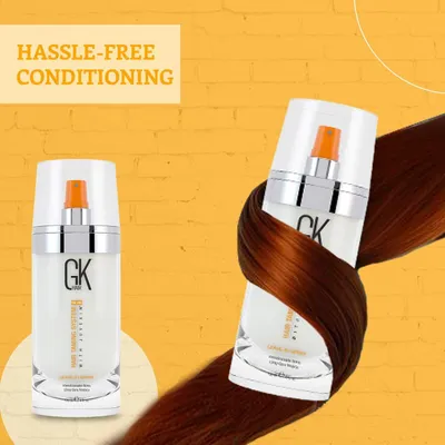 Produktbild von GK HAIR Global Keratin Leave In Conditioner Hair Spray (4 Fl Oz/120 ml) – Feuchtigkeitsspendende Schutzbehandlung stärkt und glänzt krauses, trockenes, geschädigtes Haar – Detangler Spray zum Glätten, nährt hydratisiertes Haar