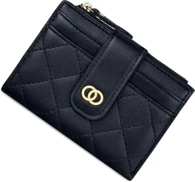 Produktbild von Mini Geldbörse Damen Schwarz, Im Kurzformat Portemonnaie, Portemonnaie Damen Klein Mit 5 Kartenfäche, Weich Bequem Münzfach Portemonnaie