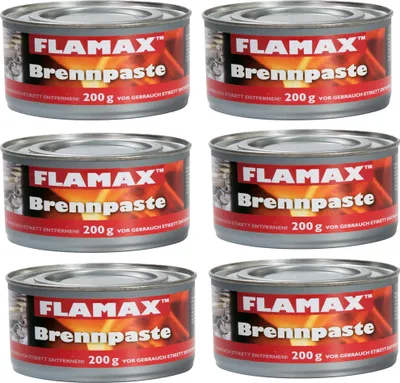 Produktbild von 6 x 200g Flamax Brennpaste Safety Fuel Gel für Innen und Außen, Buffets, Grill und BBQ