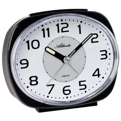 Produktbild von Atlanta 2141/7 Wecker Quarz analog schwarz leise ohne Ticken mit Licht Snooze