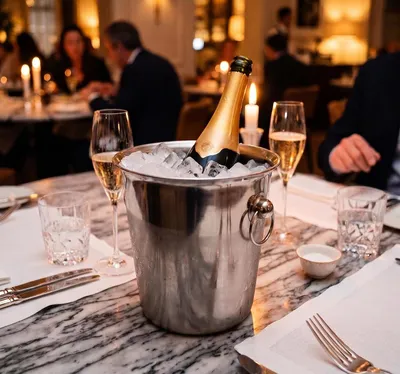 Immagine prodotto di Secchiello per champagne IJsemmer - Secchiello per champagne con maniglie - Refrigeratore per vino - Grande refrigeratore per bevande in acciaio inossidabile - Ideale per vino, birra e feste