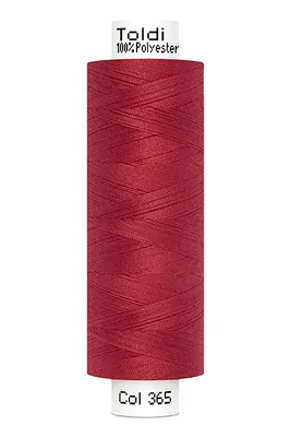 A spool of red thread on a white background.