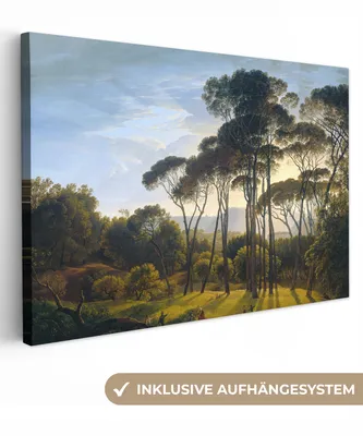 Produktbild von MuchoWow® - Leinwandbilder - Italienische Landschaft mit Zirbelkiefer - Kunst - Alte Meister, Wandbild, Wanddeko Bilder Wohnzimmer, 120x80 cm
