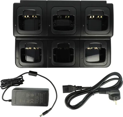 Produktbild von vhbw 6-fach Ladegerät kompatibel mit Motorola HNN9013, HNN9008A, HNN9013B für Funkgerät-Akkus - Ladestation + Netzteil, 8,4 V, 0,6 A