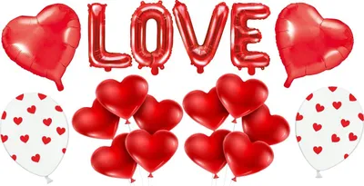 Image de Lot de ballons en forme de cœur « LOVE » pour la Saint-Valentin