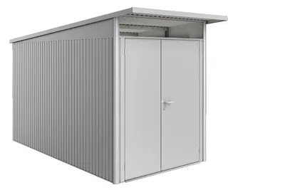 Obrázok produktu pre Plechový záhradný domček Biohort AvantGarde A4 dvojkrídlové dvere 174x334 cm strieborný metalický
