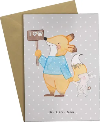 Produktbild von Mr. & Mrs. Panda Grußkarte Tierschützer Herz - Grau Pastell - Geschenk, weihnachtskarten, osterkarten, babykarte, einladungskarten, osterkarte, hochzeitskarten