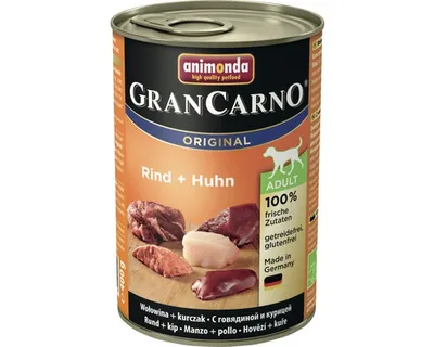 Produktbild von animonda GranCarno Original Adult Rind + Huhn, Adult, Rind, Huhn, 400 g, Zuckerfrei, Ohne Soja