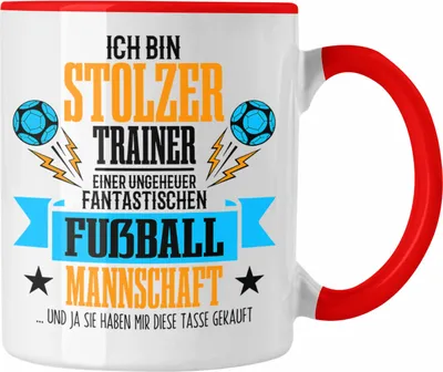 Produktbild von Trendation - Fußballtrainer-Tasse Geschenk von der Mannschaft für Trainer (Rot)