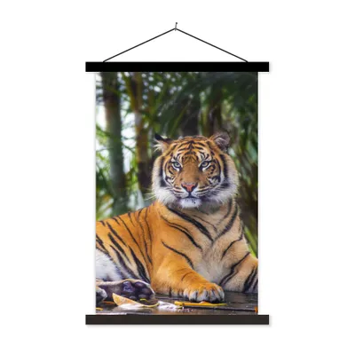 Produktbild von MuchoWow® Textilposter Tiger - Tiere - Wald - Dschungel 120x180 cm mit schwarzem Rahmen - Fotos