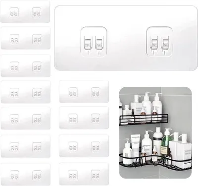 Produktbild von Famanu Selbstklebende Haken für Duschcaddy - Set von 12, transparent, bohrfrei, wasserfest