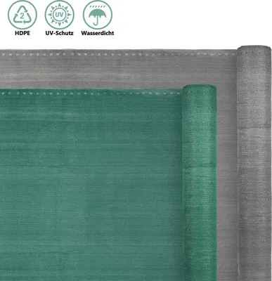 Produktbild von Jiubiaz 100*12cm Balkonsichtschutz Sichtschutzfolie Blickdicht Zaun Garten HDPE Grau Balkonbespannung Balkonverkleidung