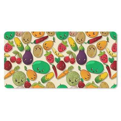 Produktbild von MuchoWow® Mauspad Mousepad Kawaii - Muster - Gemüse - Obst 60x30 cm - Mousepads - Maus Mat - Pad - Mausunterlage - Nachhaltig