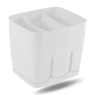 Bestekkorb 3 Fächer 13,5x12x10 cm Kunststoff BPA-frei Weiß