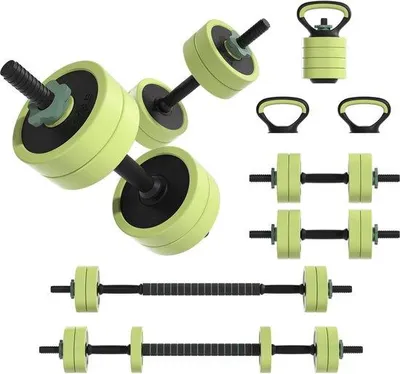 Productafbeelding van 4-in-1 Halterset voor Kettlebell en Gewichttraining - Verstelbare Halterset met Antislip