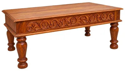 Imagen del producto de Mesa de centro Nashwan de 120 cm, madera de mango natural marrón, estilo boho, maciza