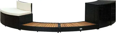 Produktbild von Whirlpool-Umrandung Schwarz Poly Rattan & Massivholz Akazie