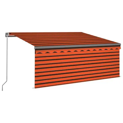 Obrázok produktu pre Ručne zaťahovacia markíza s tienidlom&LED 3x2,5m oranžovo-hnedá