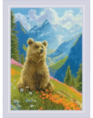 Productafbeelding van Riolis kruisstik set "Onhandige beer", telpatroon, 21x30 cm