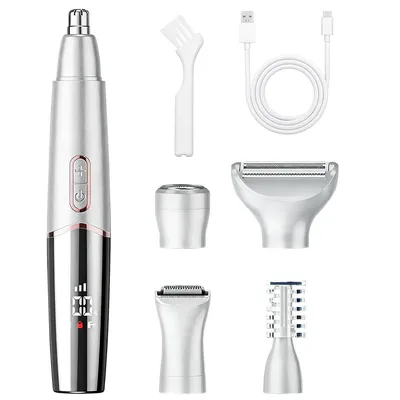Produktbild von Elektrischer Nasenhaarschneider,5-in-1 Multifunktionstrimmer – wasserdicht, mit 5 Aufsätzen für Gesicht und Körperhaare, mit USB-Aufladung