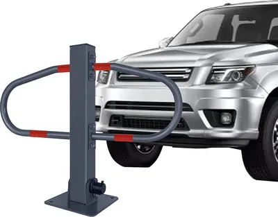 Produktbild von Parkovací stĺpik Skladacia parkovacia zábrana s 3 kľúčmi a reflexnými nálepkami Parkovacia zábrana 73x51cm Parkovacia zábrana z pozinkovaného kovu na parkovanie áut, strieborná CEEDIR