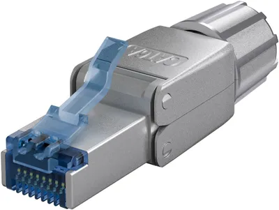 Produktbild von CAT 6A feldkonfektionierbarer RJ45-Stecker, STP geschirmt für 5,0-8,5 mm Kabeldurchmesser, mit Schraubkappe, werkzeugfreie LSA-Montage