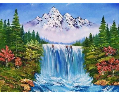 Zdjęcie produktu dla Diamentowa mozaika "Jesienne pejzaż przy wodospadzie", 30x40 cm, kreatywny zestaw