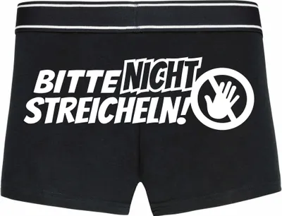Produktbild von Boxershorts - Mann - Boxer-0026-man-black-h-M - schwarz - M - hinten - Bitte nicht streicheln - lustiges Motiv - Spruch - Unterwäsche - Unterhose - Freizeit - lustig