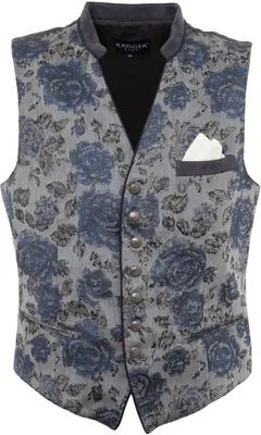 Produktbild von KRÜGER Trachtenweste 951466 mit filigranen Blumenmotiven Grau-Blau