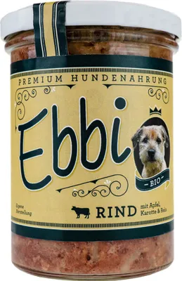 Produktbild von Ebbi Hundenassfutter im Glas - Rind 400g
