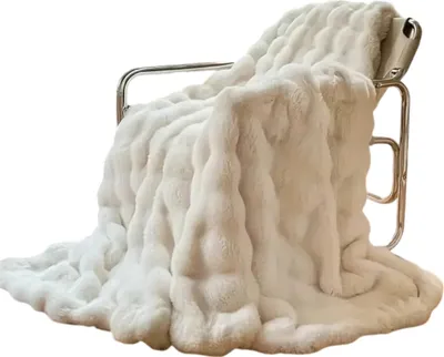 Produktbild von , hautfreundliche Plüschdecke aus Kunstpelz und Samt, 100 x 160 cm, stilvoll und gemütlich - COZYGLAM Weiß