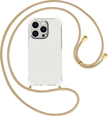Produktbild von Handykette Backcover-Schutzhülle mit Band (Metall goldfarben) für Apple iPhone 15 Pro - caramel