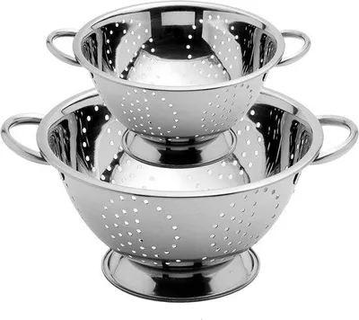 Image de Passoire de cuisine en acier inoxydable, 18-24 cm, avec poignées