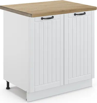 Produktbild von Spülenunterschrank Vicco Fame-Line Weiß Landhaus 80 cm , AP Eiche, Model 45965
