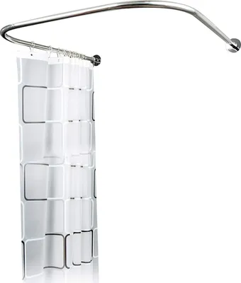 Produktbild von Karnisz prysznicowy, zakrzywiony w kształcie litery U karnisz łazienkowy ze stali nierdzewnej do łazienki, WC, okna, balkonu 2,4 * 1,8 m