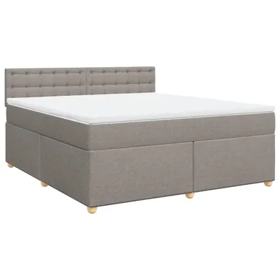 Image de vidaXL Lit boxspring avec matelas Taupe 180x200 cm Tissu