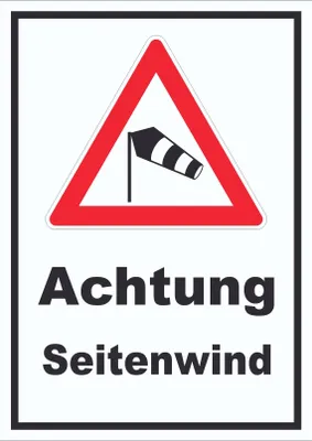 Produktbild von Schild Achtung Seitenwind A6 Rückseite selbstklebend