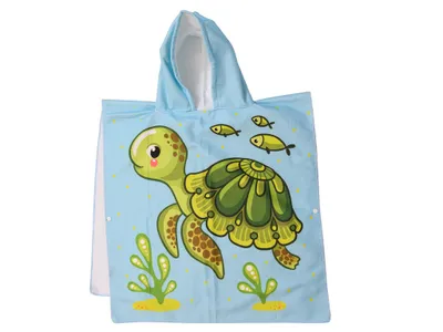 Produktbild von Kinderponcho "Schildkröte", grün - verschiedene Größen. Größe: 60 x 90 cm